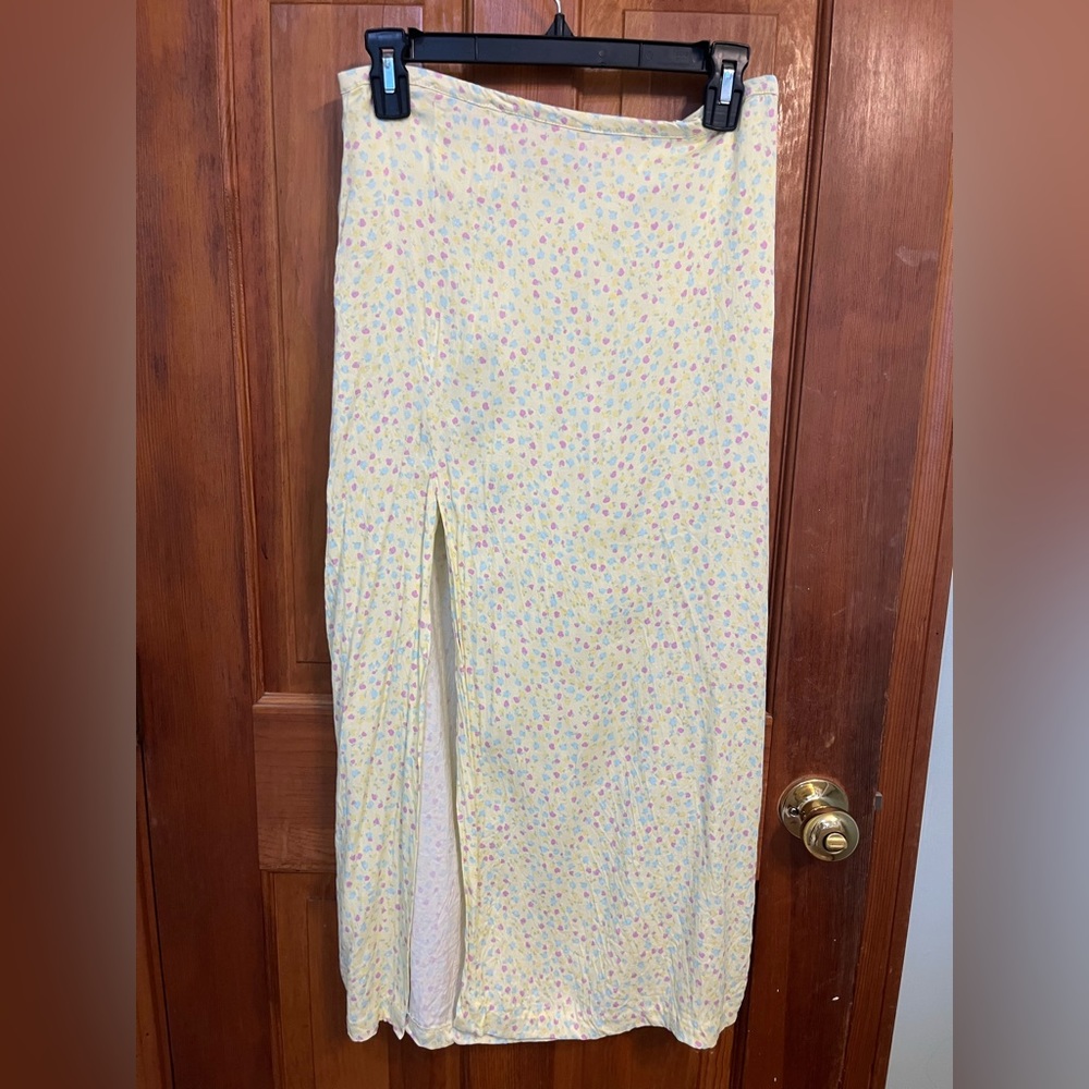 Zara Satin Floral Midi Skirt